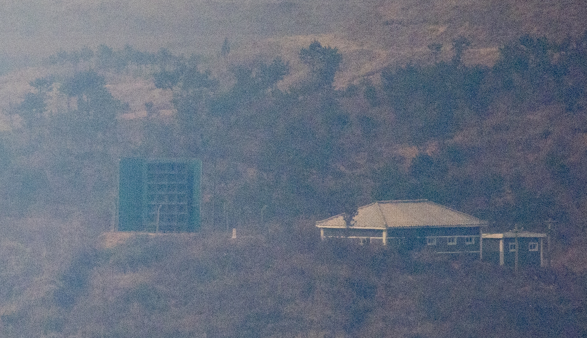North Korea's loudspeakers to South Korea are seen from Paju, Gyeonggi, on Feb. 16. [YONHAP]