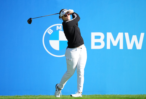 Hanna Green hits a shot during the BMW Ladies Championship at Seowon Valley Country Club in Paju, Gyeonggi, on Oct. 20, 2024. [YONHAP] 