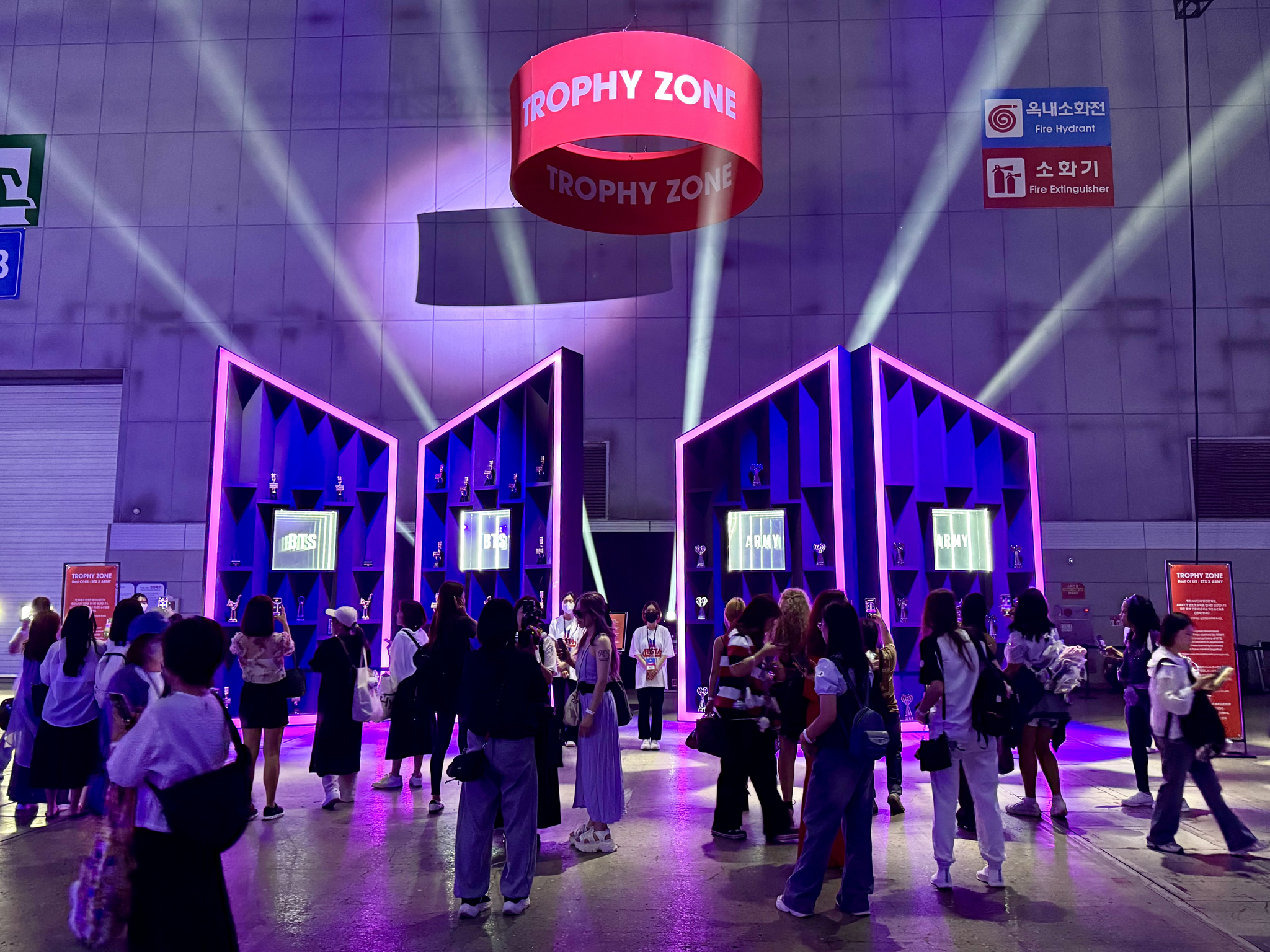The trophy zone, where awards won by BTS are displayed, at Kintex in Goyang, Gyeonggi, during the 2025 BTS Festa In-person Event on June 13 [DANIELA GONZALEZ PEREZ]