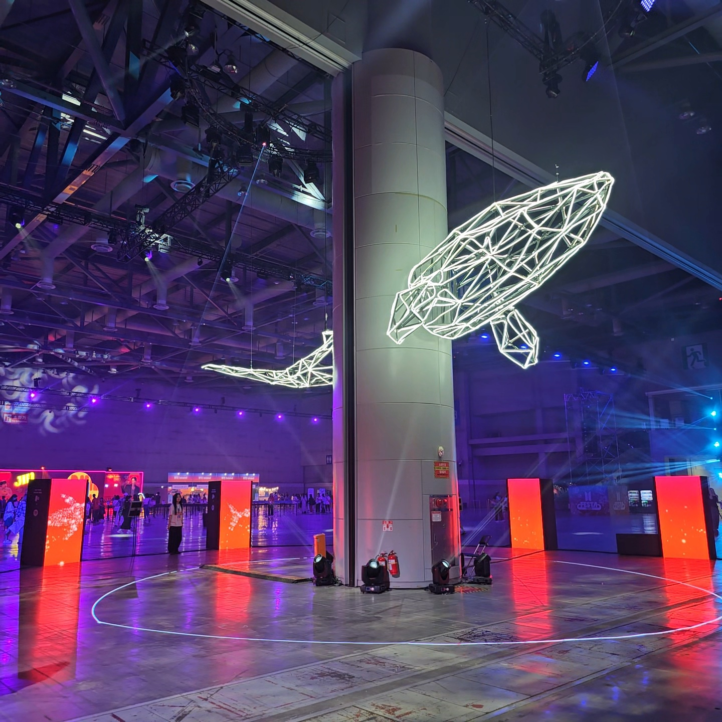A whale is installed at Kintex in Goyang, Gyeonggi, during the 2025 BTS Festa In-person Event on June 13. [SHIN HA-NEE]