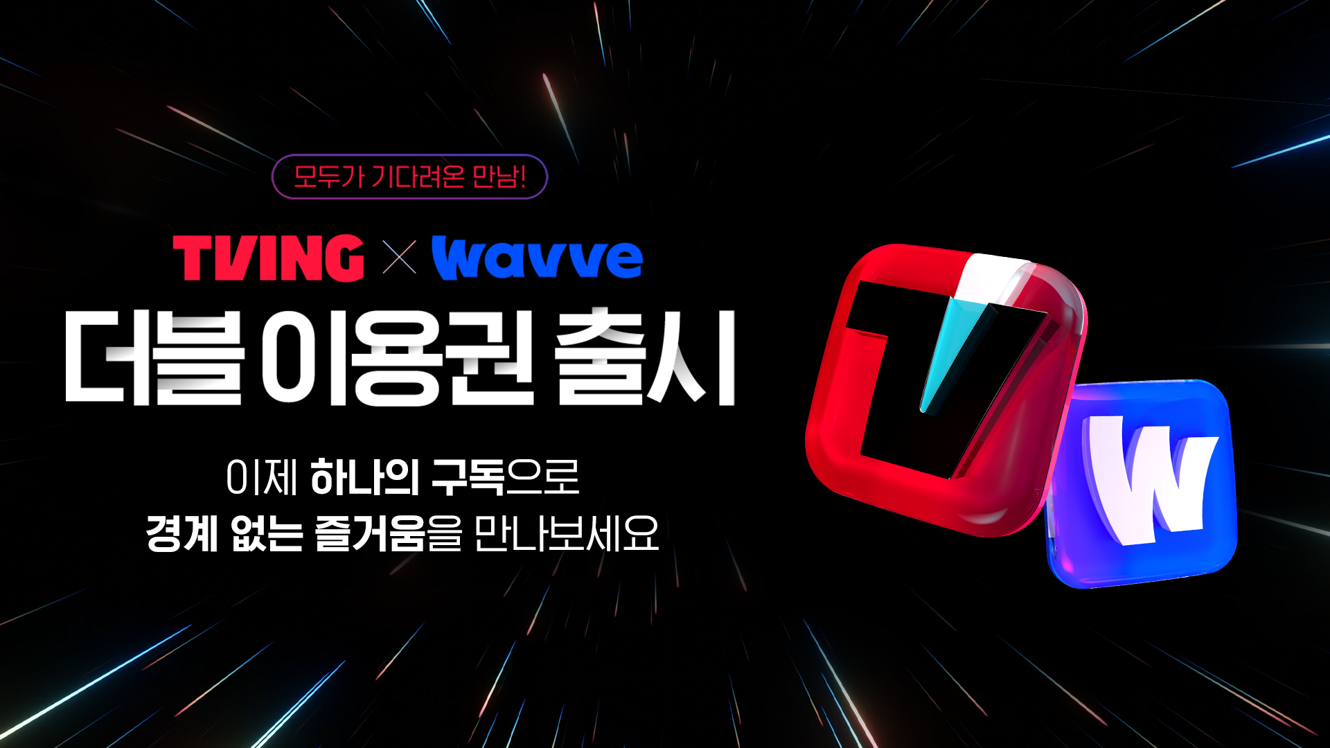 A promotional image for Tving and Wavve's bundle subscription plan, the ″Double Pass″ [TVING/WAVVE]