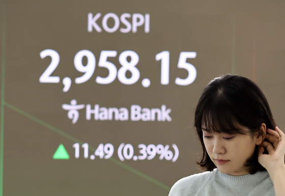 Korean bourse Kospi opens at 2,959.93, up 0.45 percent from the previous trading day, on June 17. [YONHAP]