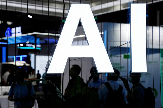 An AI sign is seen at the World Artificial Intelligence Conference (WAIC) in Shanghai, China, July 6, 2023. [REUTERS/YONHAP]