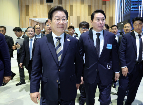 President Lee Jae Myung attends an opening ceremony for an AI data center at the Ulsan Exhibition and Convention Center on June 20. [JOINT PRESS CORPS]