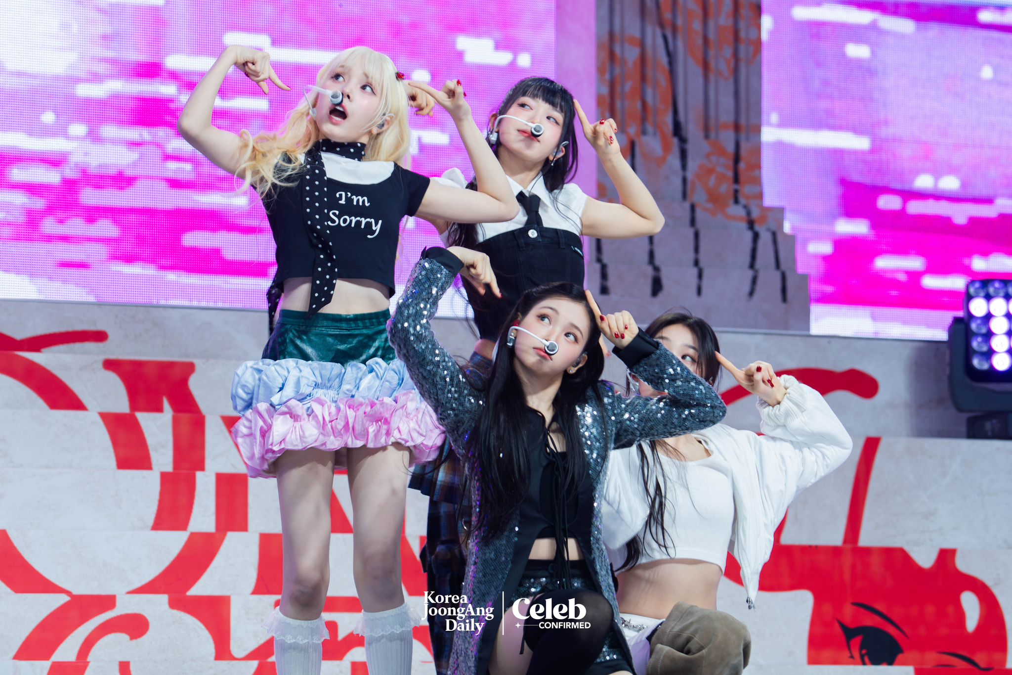 Girl group Baby DONT Cry performs lead track “F Girl” during a showcase for the release of its first single, “F Girl,” at Blue Square in central Seoul on June 23. [DANIELA GONZALEZ PEREZ]
