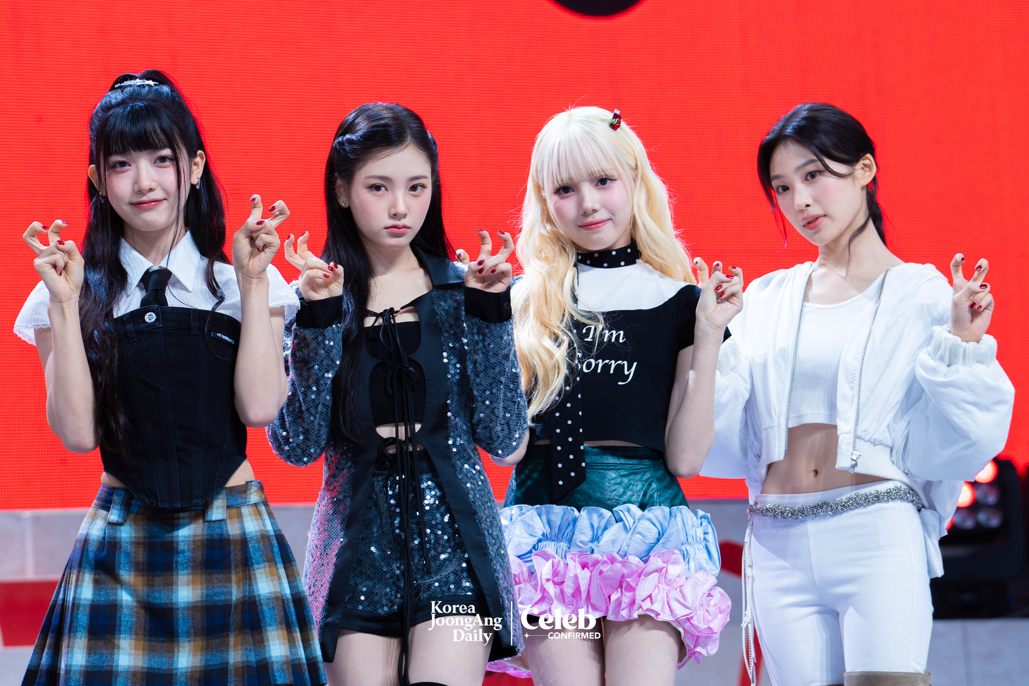 Girl group Baby DONT Cry poses for photos during a showcase for the release of its first single, “F Girl,” at Blue Square in central Seoul on June 23. [DANIELA GONZALEZ PEREZ]