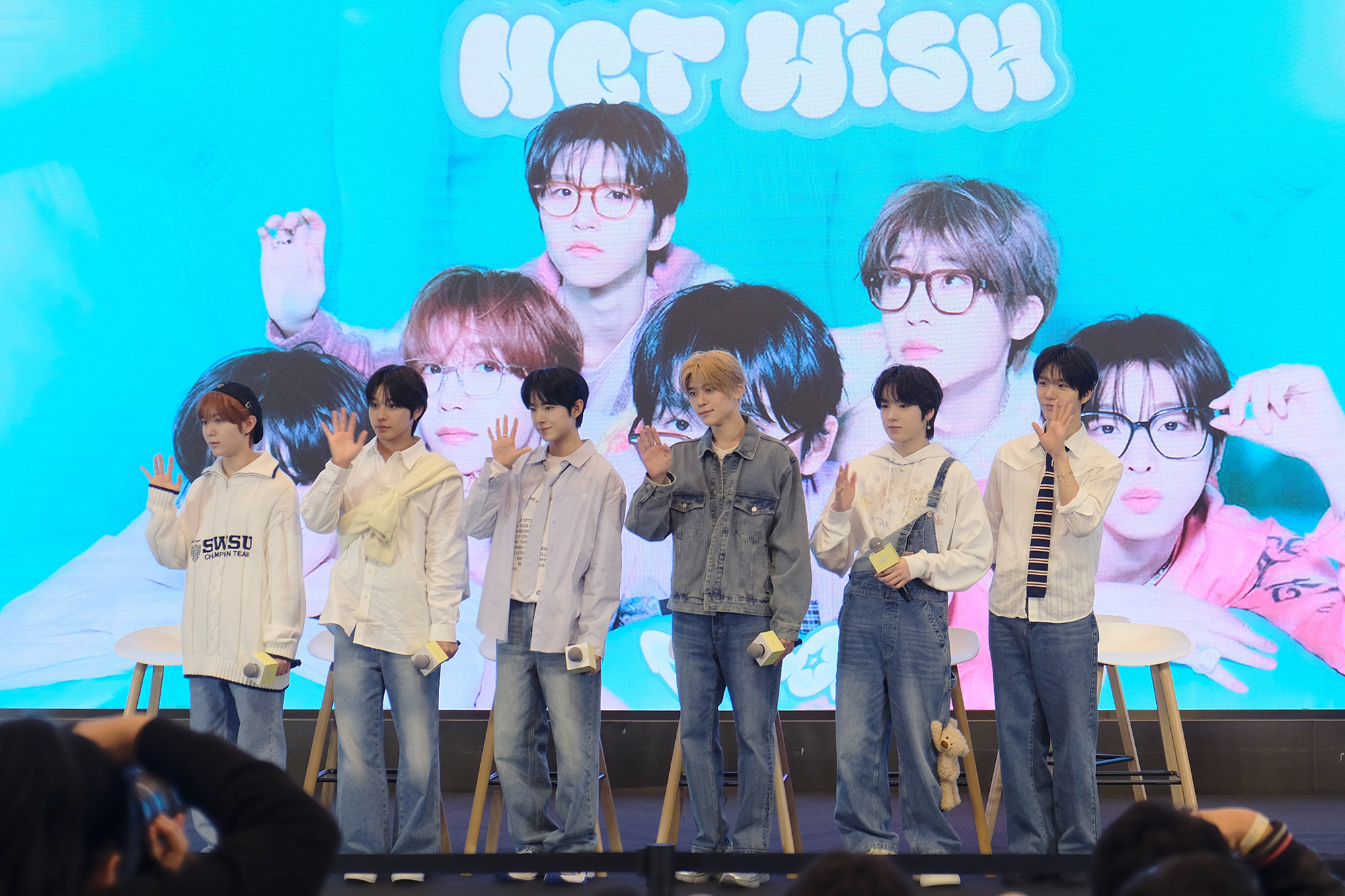 Members of NCT Wish pose for a photo during a press conference in Shanghai on March 30 to promote the group's second EP ″poppop.″ [SM ENTERTAINMENT]