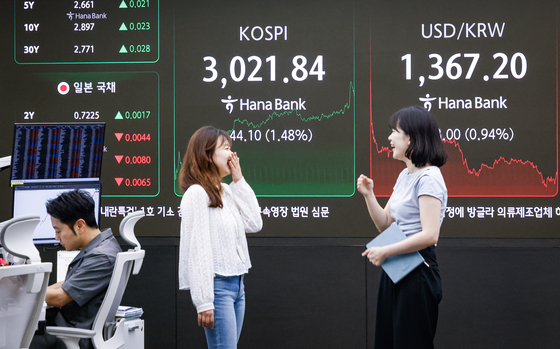 Kospi closed at 3,021.84 on June 20, up 1.48 percent from the previous trading session, breaking the 3,000-point threshold for the first time since December 2021. [JOONGANG SUNDAY] 