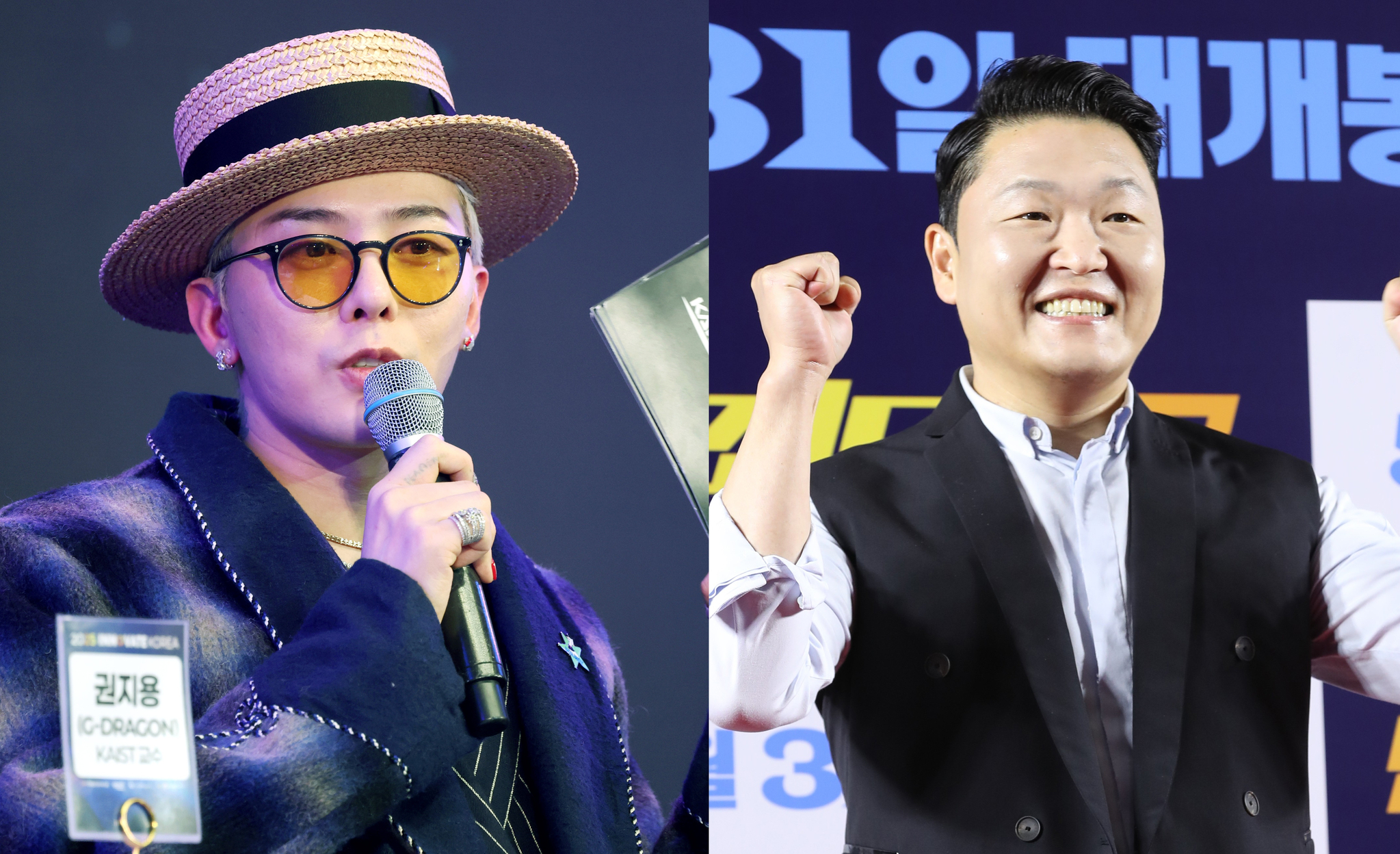 Singers G-Dragon, left, and Psy [NEWS1]