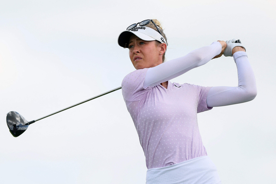 Nelly Korda hits a tee shot on the second hole during the third round of the KPMG Women's PGA Championship 2025 at Fields Ranch East at PGA Frisco on June 21 in Frisco, Texas, United States. [AFP/YONHAP] 