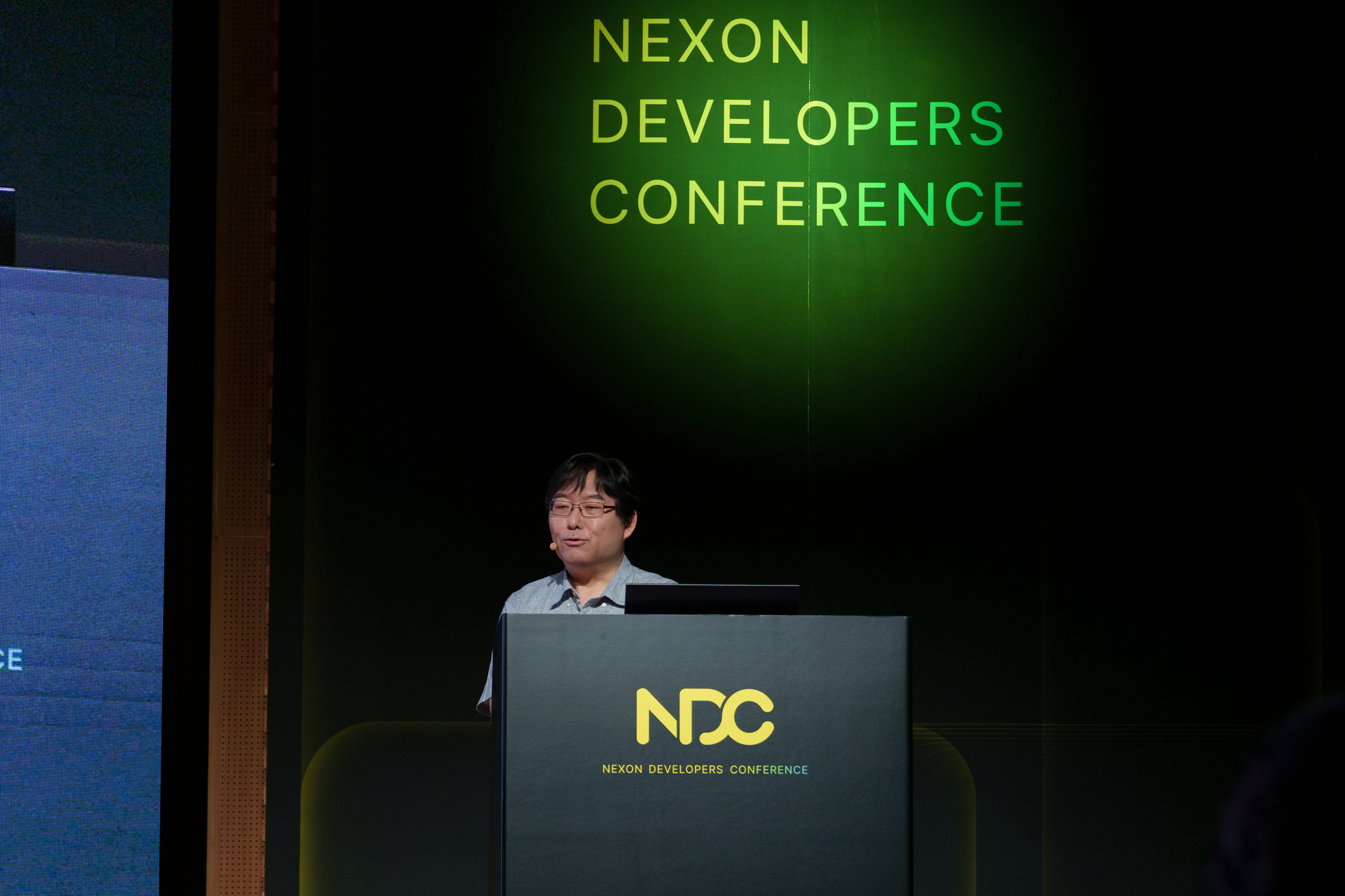 Nexon Games CEO Park Young-hyun gives a presentation during the Nexon Developer Conference on June 24, in Pangyo, Gyeonggi. [CHO YONG-JUN