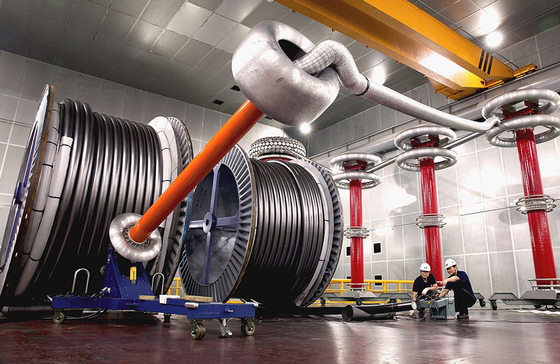 The photo shows a high-voltage direct current cable from LS Cable & System. [YONHAP]