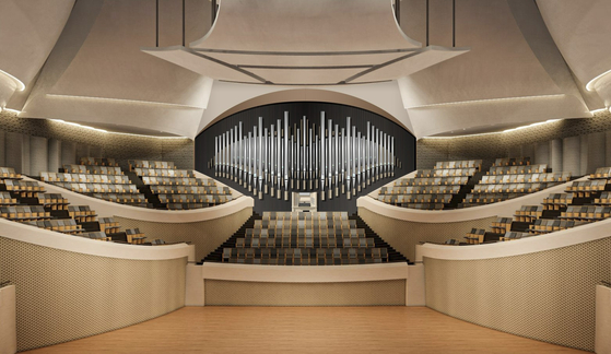 The interior of the new Busan Concert Hall, featuring a pipe organ at the back [BUSAN METROPOLITAN CITY]