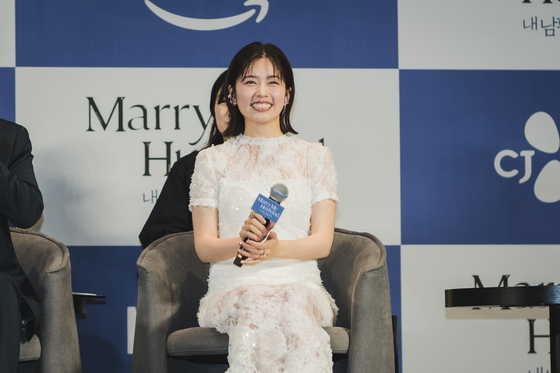 Actor Koshiba Fuka answers questions from reporters during a press conference held on June 26 for the Japanese remake of ″Marry My Husband″ drama series. [CJ ENM]