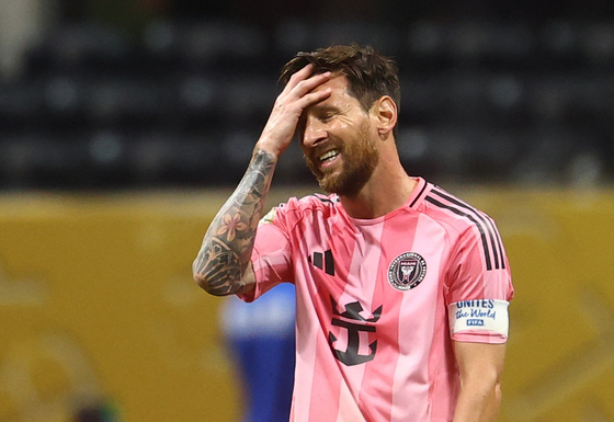 Inter Miami CF's Lionel Messi reacts during a match at Mercedes-Benz Stadium in Atlanta on June 29. [REUTERS/YONHAP]