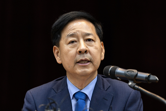Koo Yun-heol, the Lee Jae Myung administration's nominee for finance minister and deputy prime minister, speaks to reporters at a press conference in the Korea Deposit Insurance Corporation building in Jung District, central Seoul, on June 29. [NEWS1]