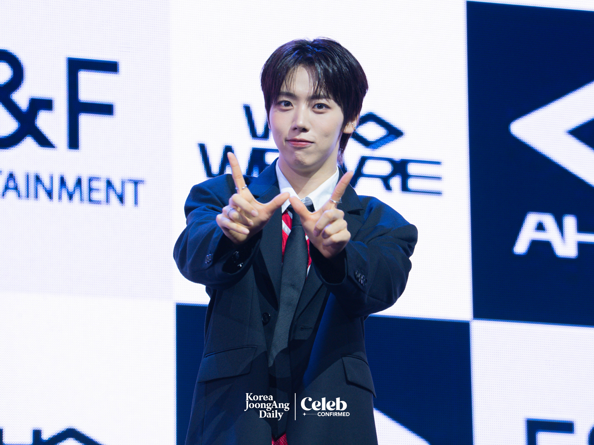 AHOF’s Cha Woong-gi poses for photos during a showcase for the release of the first EP, “Who We Are,” at Yes24 Live Hall in eastern Seoul on July 1. [DANIELA GONZALEZ PEREZ]