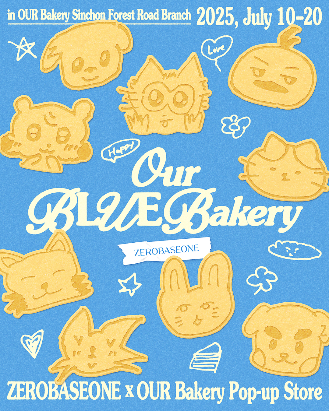 Poster for ″Our BLUE Bakery,″ boy band ZeroBaseOne's pop-up event to celebrate the second anniversary of its debut. [WAKEONE ENTERTAINMENT]