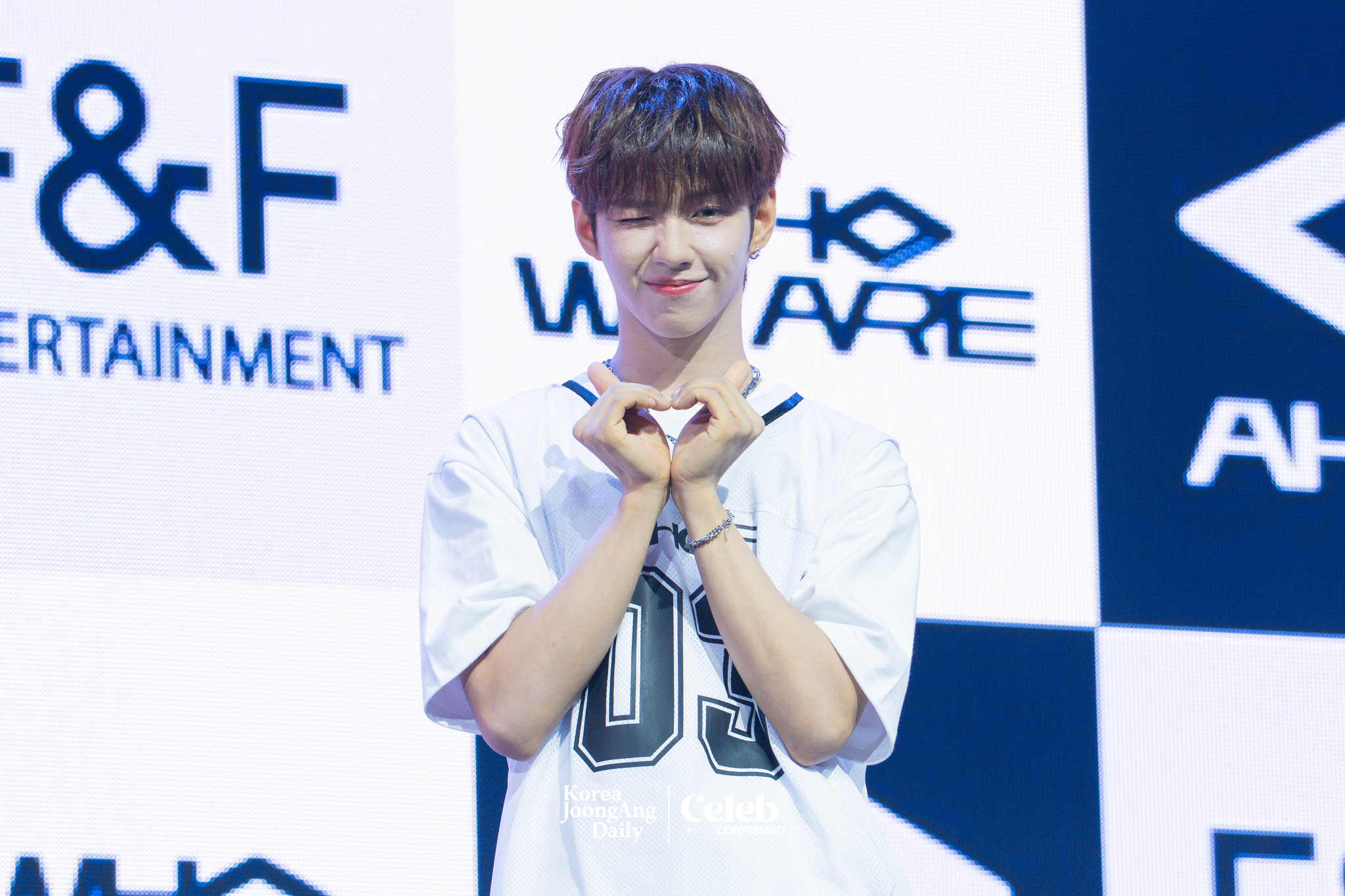 AHOF’s JL poses for photos during a showcase for the release of the first EP, “Who We Are,” at Yes24 Live Hall in eastern Seoul on July 1. [DANIELA GONZALEZ PEREZ]