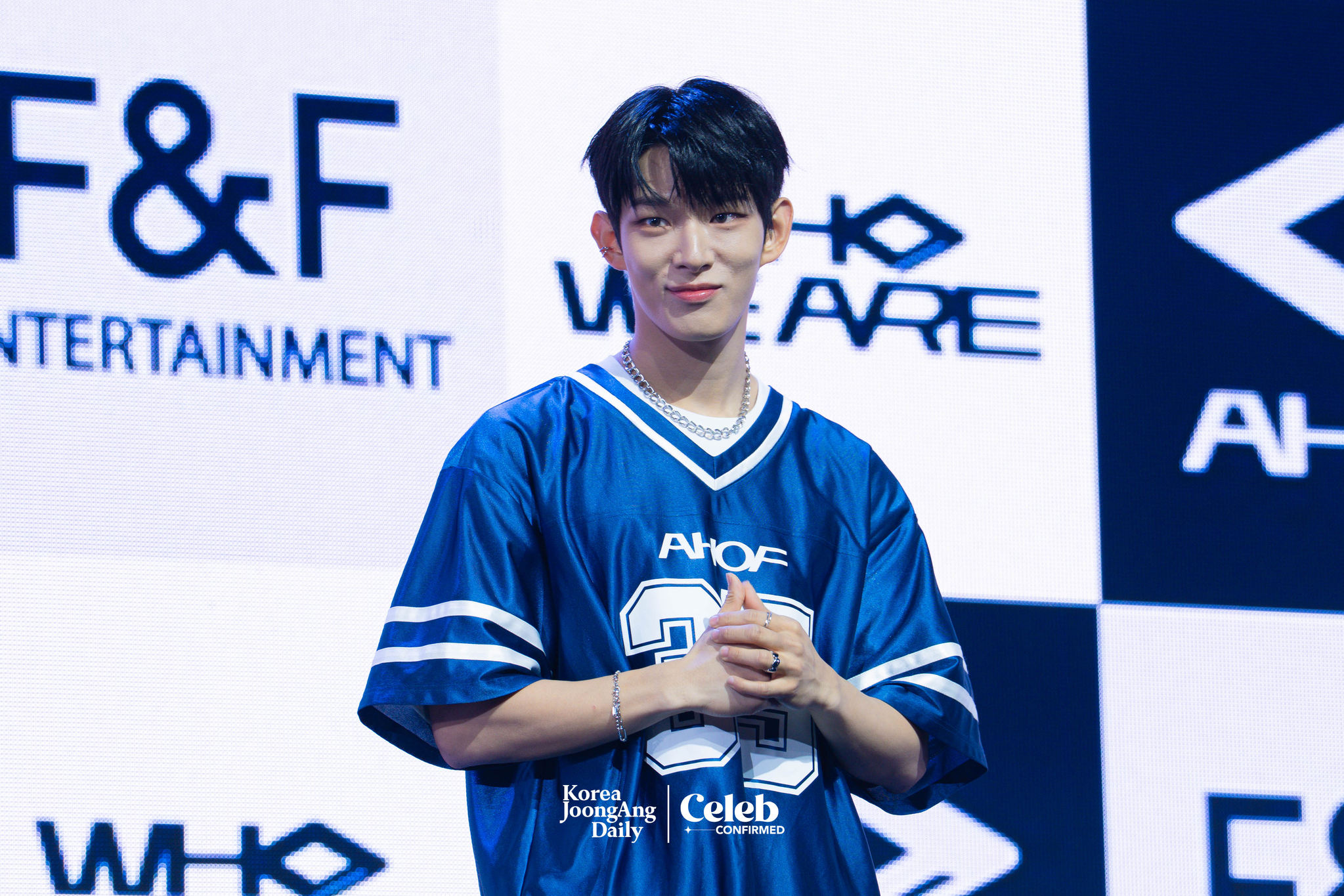 AHOF’s Steven poses for photos during a showcase for the release of the first EP, “Who We Are,” at Yes24 Live Hall in eastern Seoul on July 1. [DANIELA GONZALEZ PEREZ]