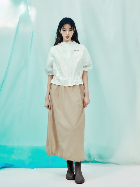 K-pop girl group IVE member Jang Won-young is sporting Eider's rainwear in the brand's 2025 summer campaign [EIDER]