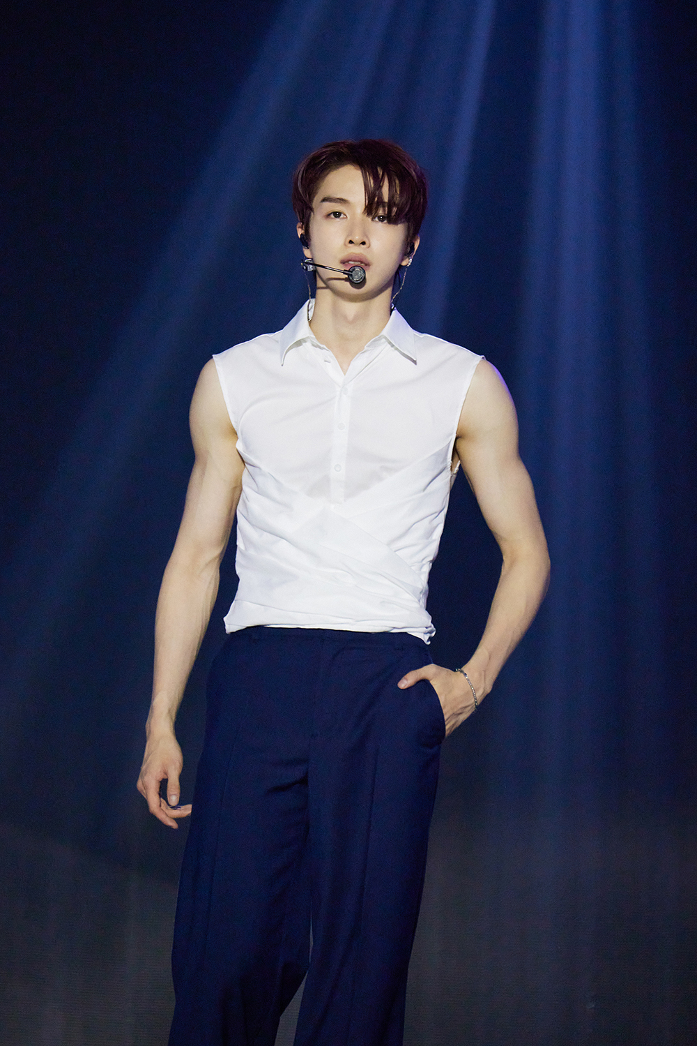 Boy band Riize's Sungchan performs during its first solo concert tour, “Riize Loud,” on July 6 at the KSPO Dome in southern Seoul. [SM ENTERTAINMENT]