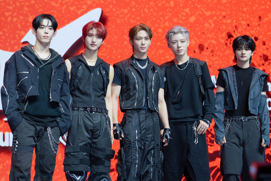 Boy band NOWZ poses for photos during a press showcase for its first EP ″Ignition″ at Yes24 Live Hall in eastern Seoul on July 9. [DANIELA GONZALEZ PEREZ]