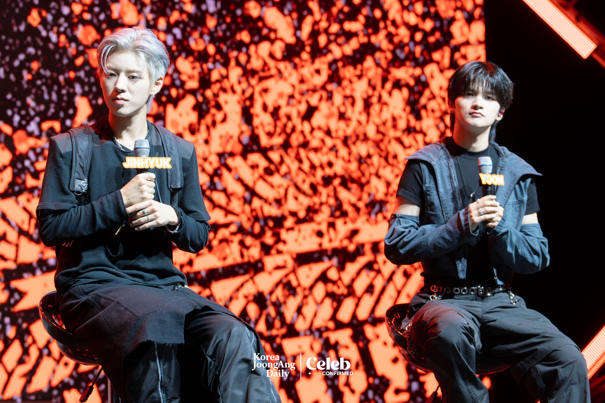 Boy band NOWZ answers reporters' questions during a showcase for the release of its first EP, “Ignition,” at Yes24 Live Hall in eastern Seoul on July 9. [DANIELA GONZALEZ PEREZ]