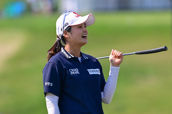 Choi Hye-jin reacts after a shot at the ninth hole during the final round of the U.S. Women's Open golf tournament in Erin, Wisconsin on June 1. [REUTERS/YONHAP] 