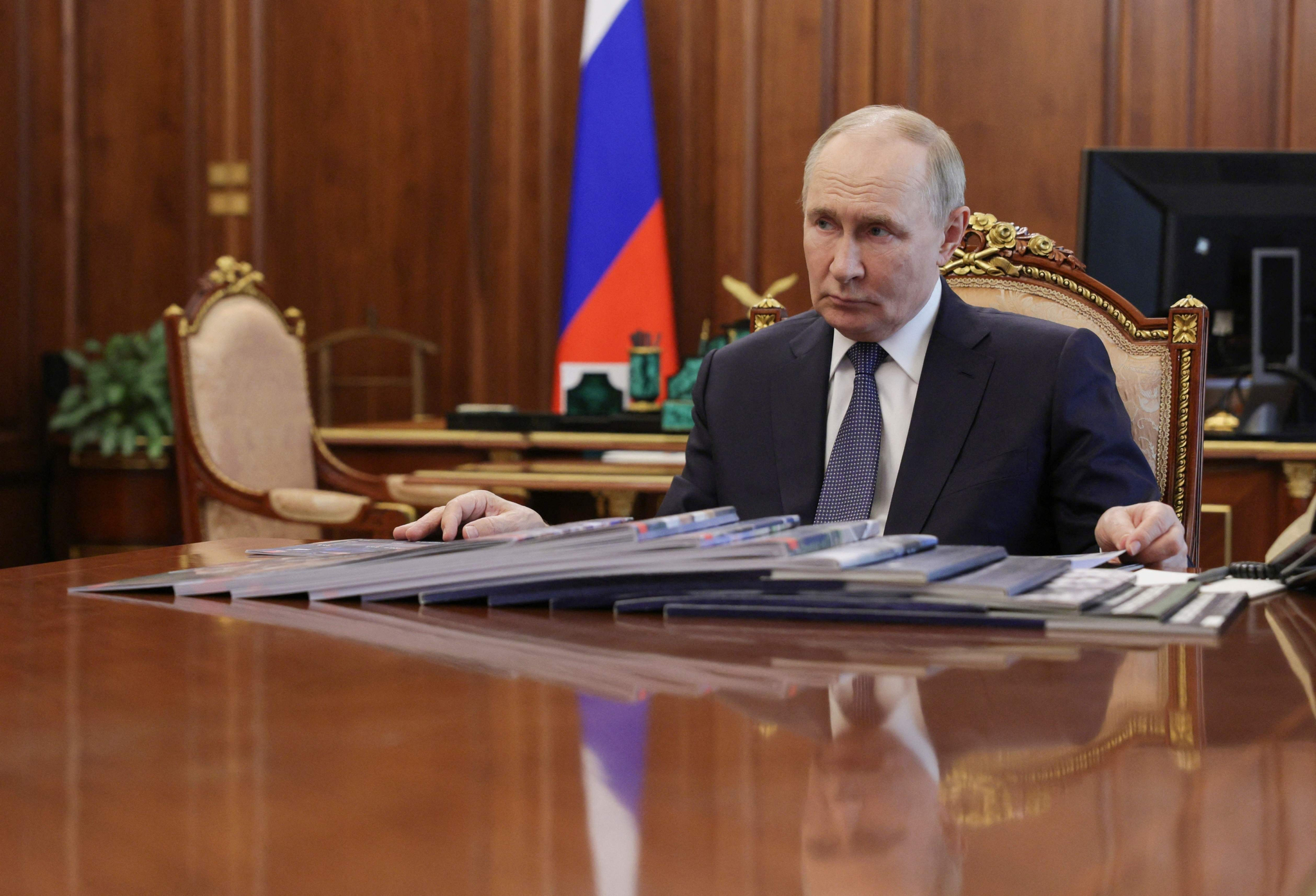 Russia's President Vladimir Putin meets with Belgorod Region Governor in Moscow on July 11. [AFP/YONHAP]