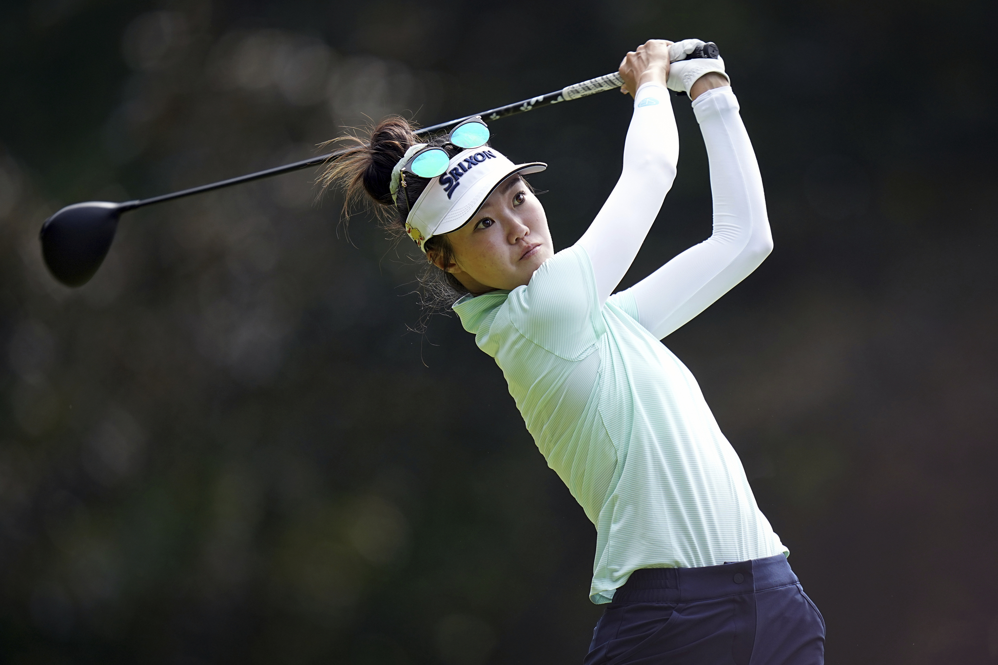 Grace Kim plays on the fourth hole on her way to win the Amundi Evian Championship in France on July 13. [AP/YONHAP] 