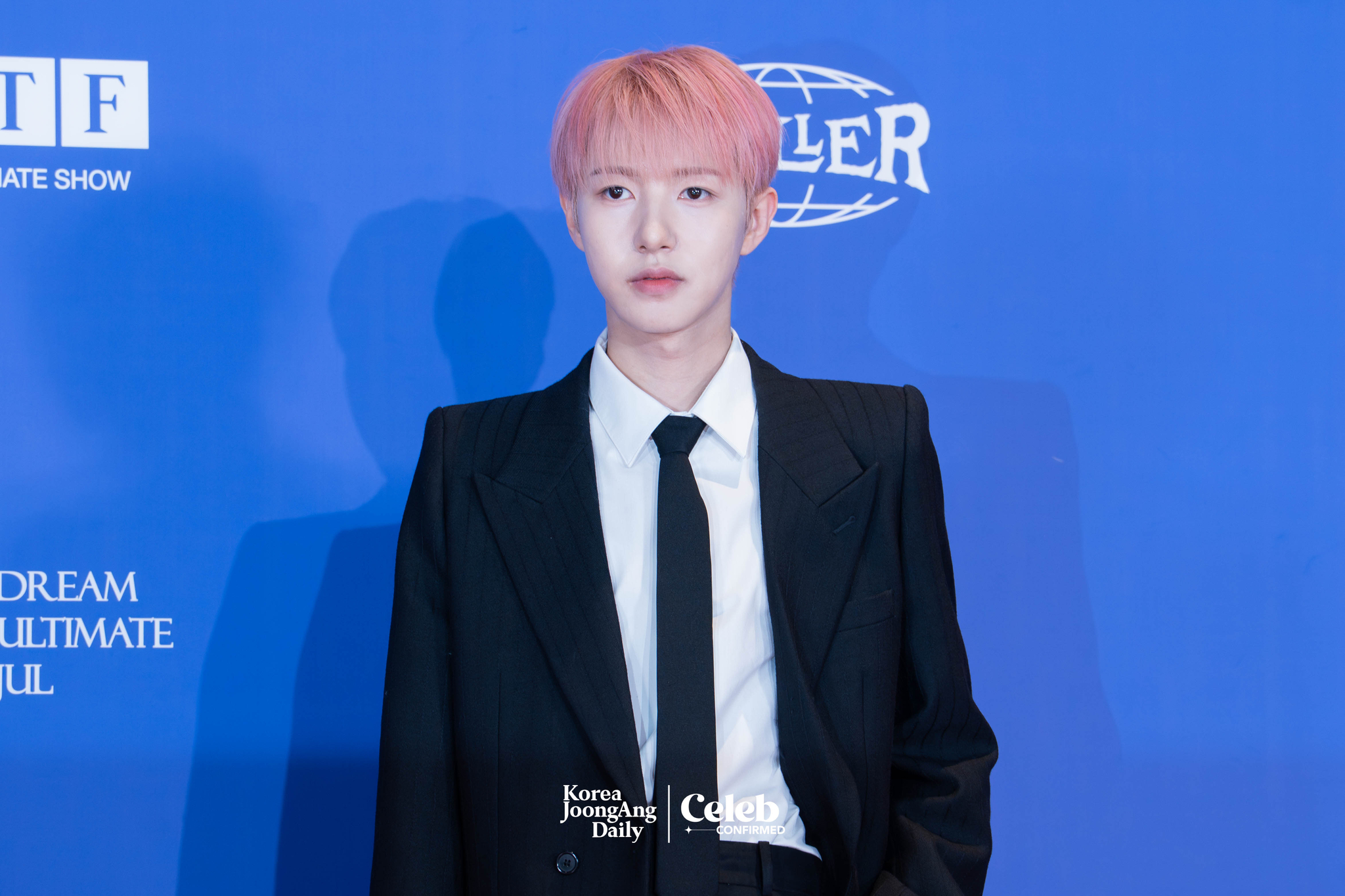 NCT Dream’s Renjun poses for photos during a news conference for the release of the band's fifth full-length album, “Go Back to the Future,” at Lotte Cinema World Tower in southern Seoul on July 14. [DANIELA GONZALEZ PEREZ]