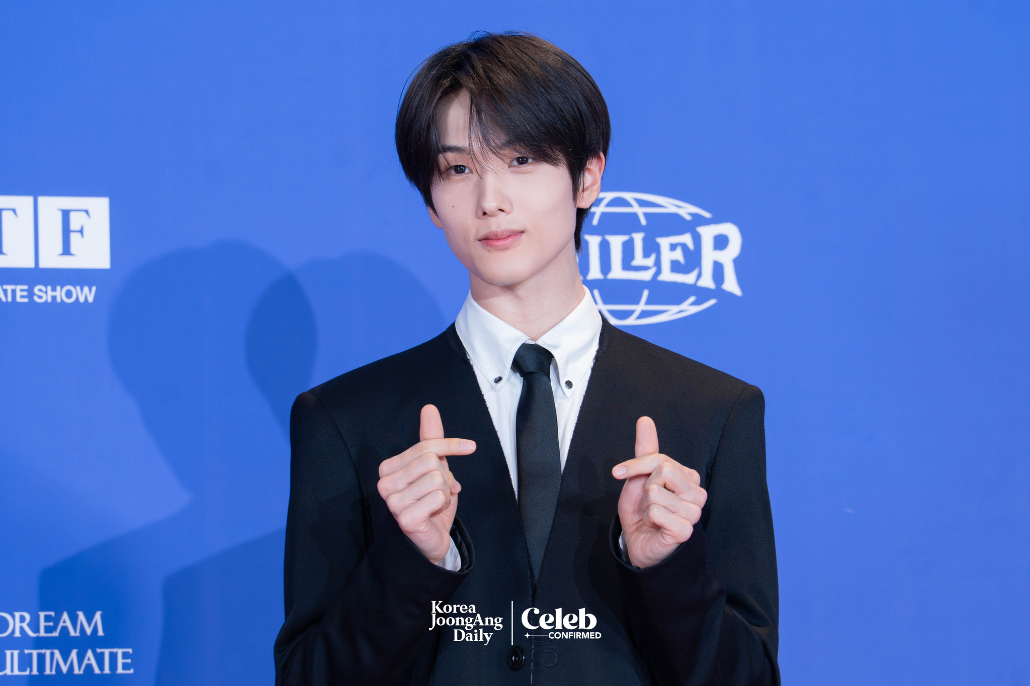NCT Dream’s Jisung poses for photos during a news conference for the release of the band's fifth full-length album, “Go Back to the Future,” at Lotte Cinema World Tower in southern Seoul on July 14. [DANIELA GONZALEZ PEREZ]