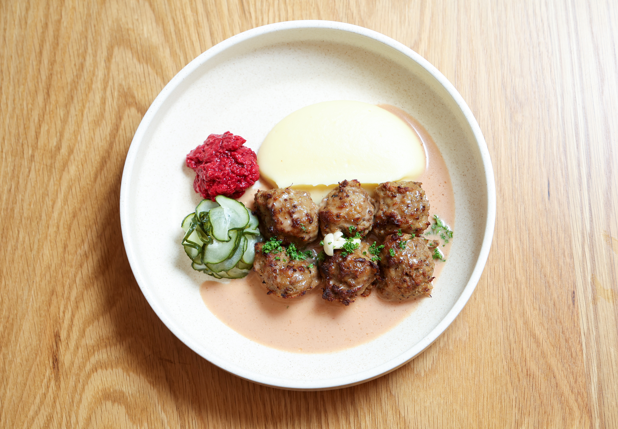 Kottbuller (Swedish meatballs) served at Mangata [WOO SANG-JO]