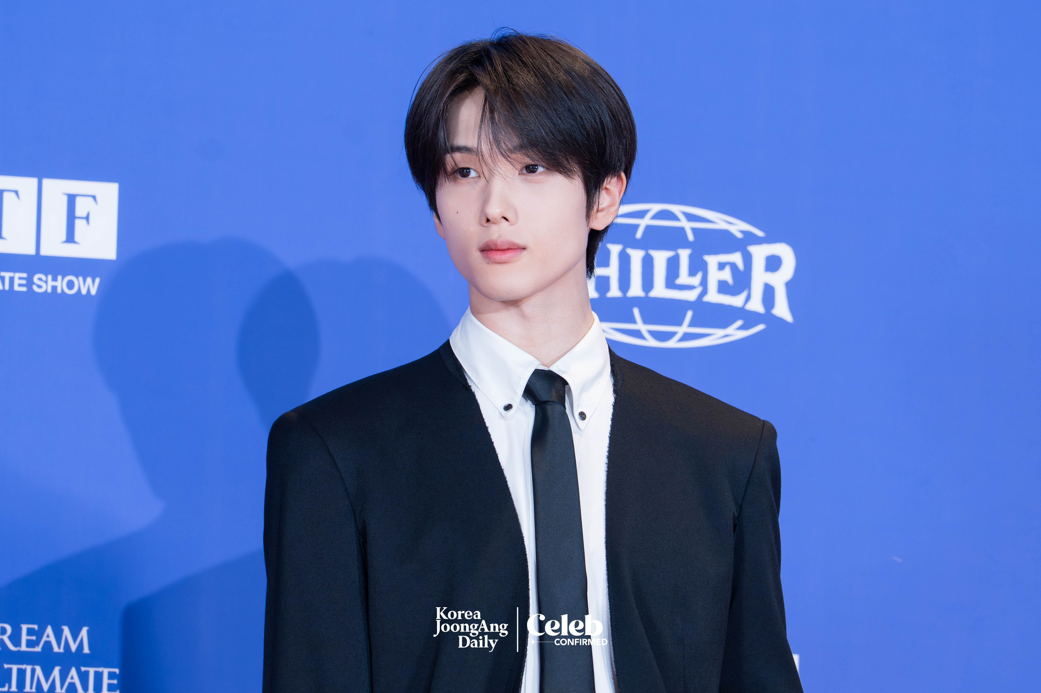 NCT Dream’s Jisung poses for photos during a news conference for the release of the band's fifth full-length album, “Go Back to the Future,” at Lotte Cinema World Tower in southern Seoul on July 14. [DANIELA GONZALEZ PEREZ]