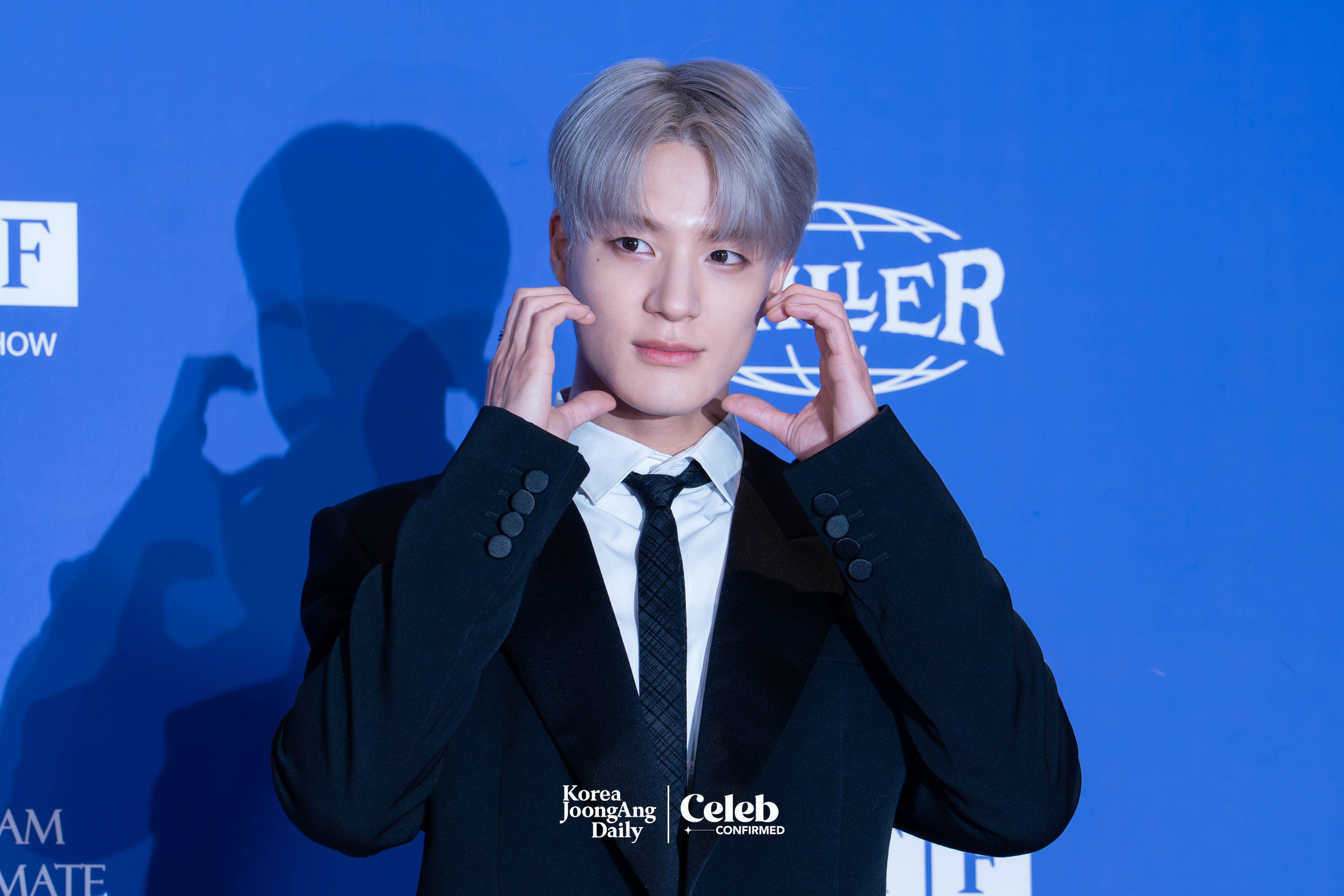 NCT Dream’s Jeno poses for photos during a news conference for the release of the band's fifth full-length album, “Go Back to the Future,” at Lotte Cinema World Tower in southern Seoul on July 14. [DANIELA GONZALEZ PEREZ]