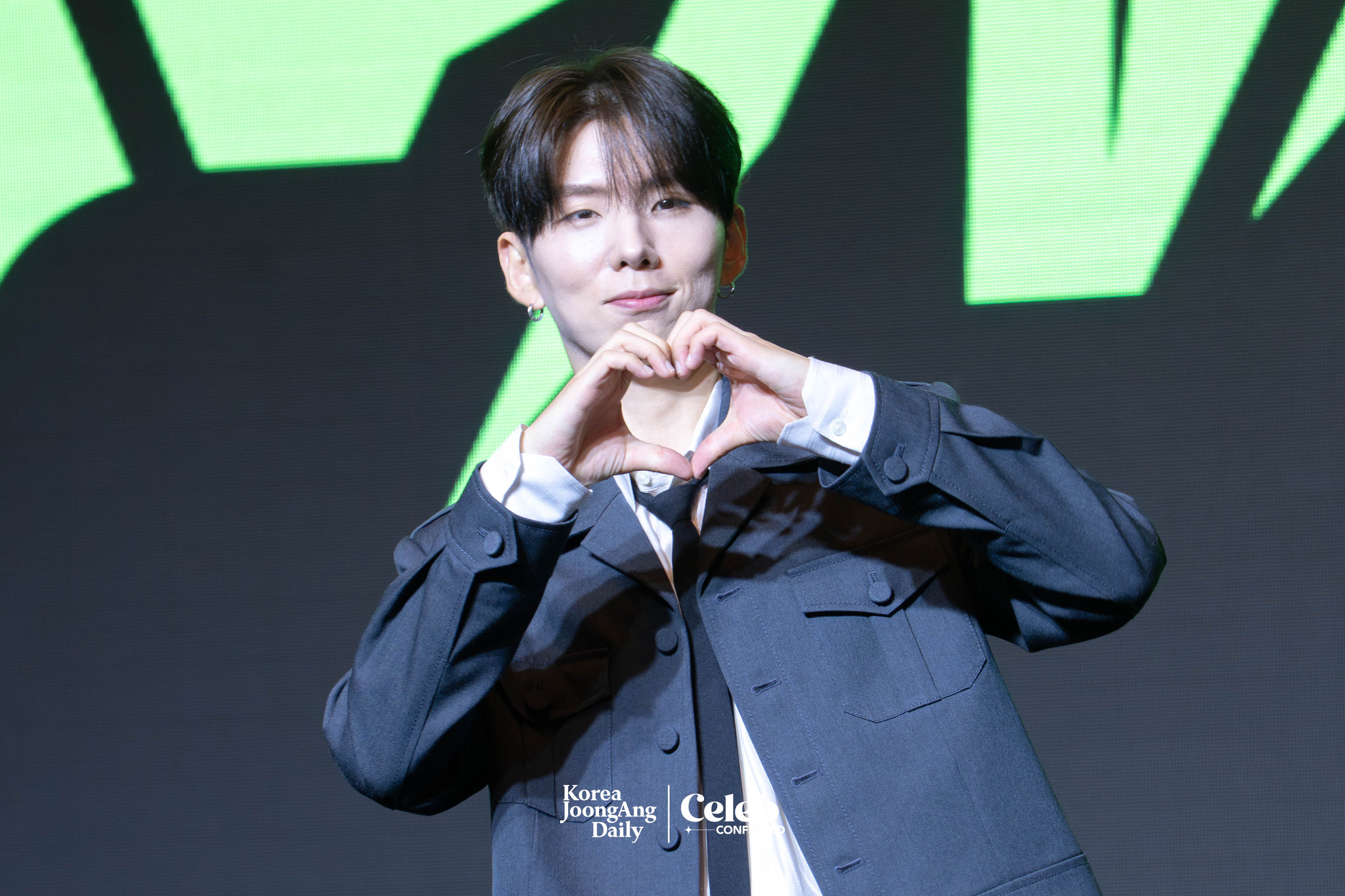 Monsta X’s Kihyun poses for photos during a press conference ahead of the band's upcoming 10th anniversary concert, “2025 Monsta X Connect X,” at the Conrad Hotel in western Seoul on July 16. [DANIELA GONZALEZ PEREZ]