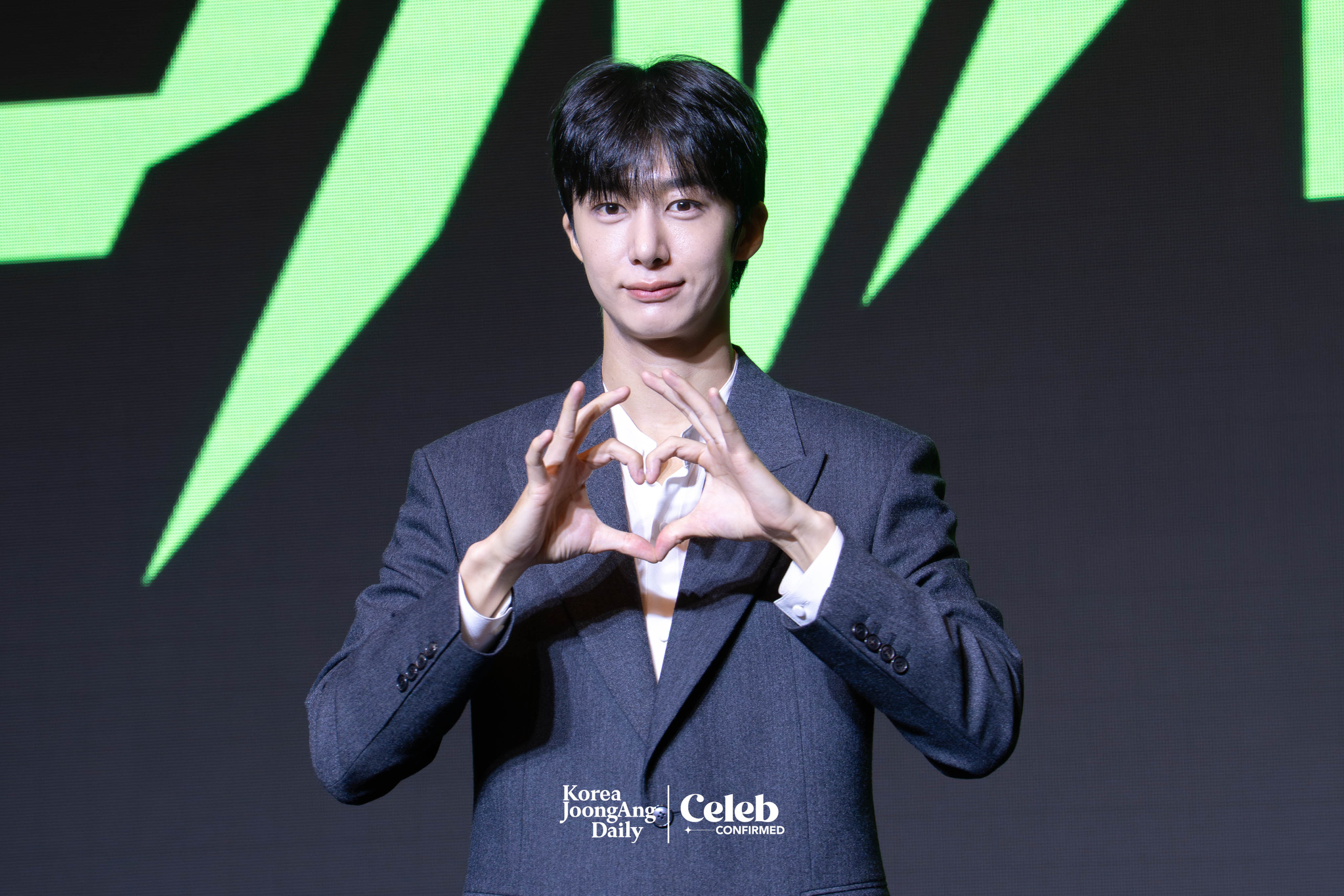 Monsta X’s Hyungwon poses for photos during a press conference ahead of the band's upcoming 10th anniversary concert, “2025 Monsta X Connect X,” at the Conrad Hotel in western Seoul on July 16. [DANIELA GONZALEZ PEREZ]