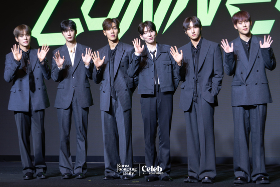 Boy band Monsta X poses for photos during a press conference ahead of its upcoming 10th anniversary concert, “2025 Monsta X Connect X,” at the Conrad Hotel in western Seoul on July 16. [DANIELA GONZALEZ PEREZ]