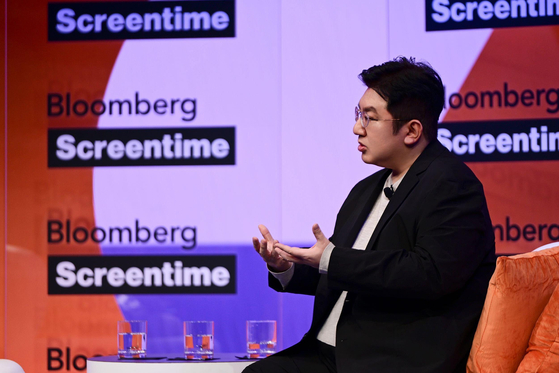 HYBE Chairman Bang Si-hyuk attends a Bloomberg conference in the United States on Oct. 13, 2023 [YONHAP]