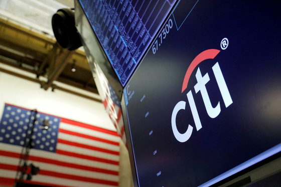 The logo for Citibank is seen on the trading floor at the New York Stock Exchange (NYSE) in Manhattan, New York City [REUTERS/YONHAP]