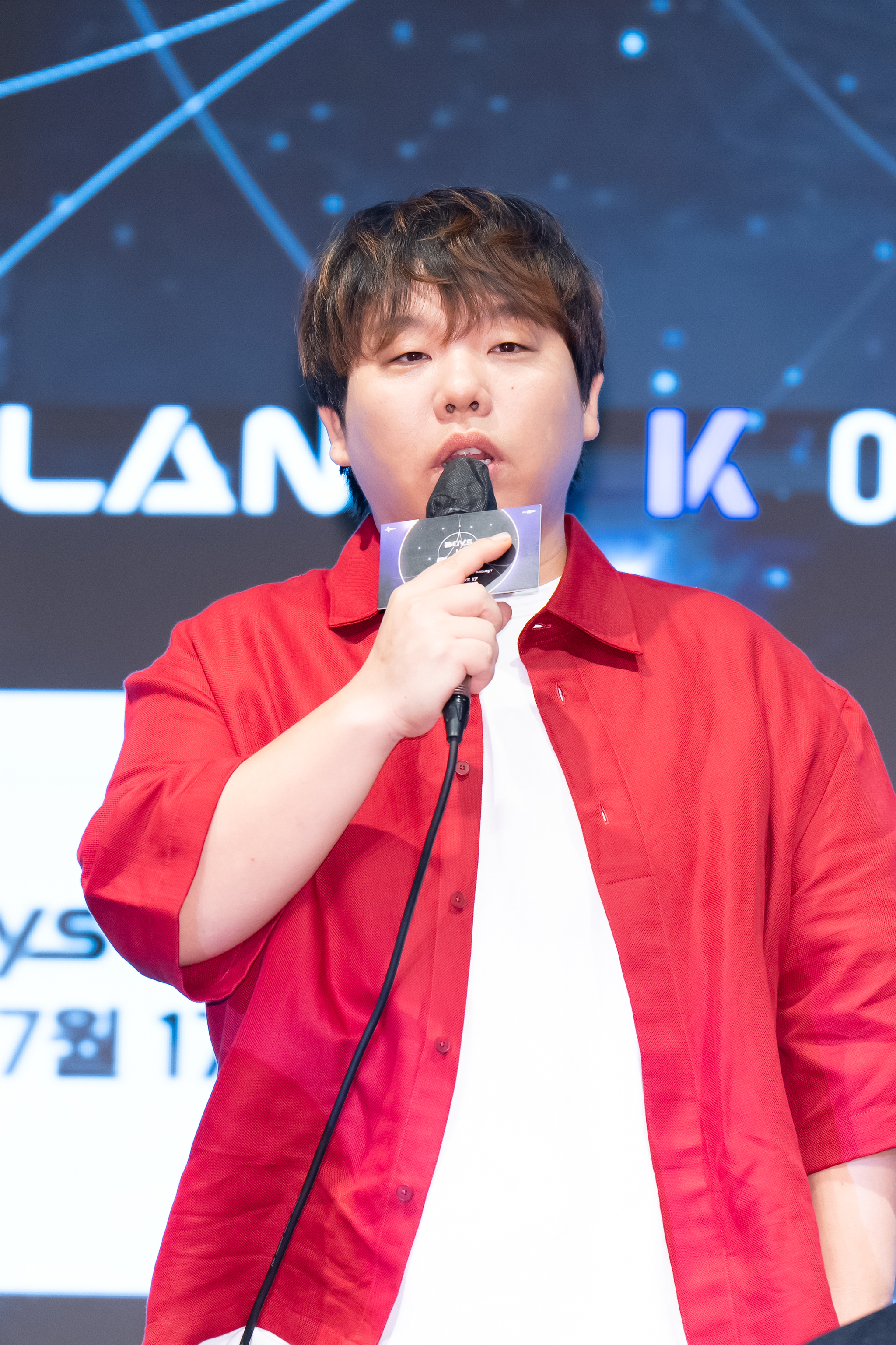 Jeong Woo-yeong, producer of Mnet's ″Boys II Planet C″ K-pop audition show, speaks during a press conference on July 16 in western Seoul. [CJ ENM]
