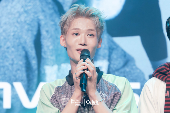  1Verse’s Hyuk during a showcase for the release of its debut single album, “The 1st Verse,” at Ilchi Art Hall in Gangnam District, southern Seoul, on July 18. [DANIELA GONZALEZ PEREZ]