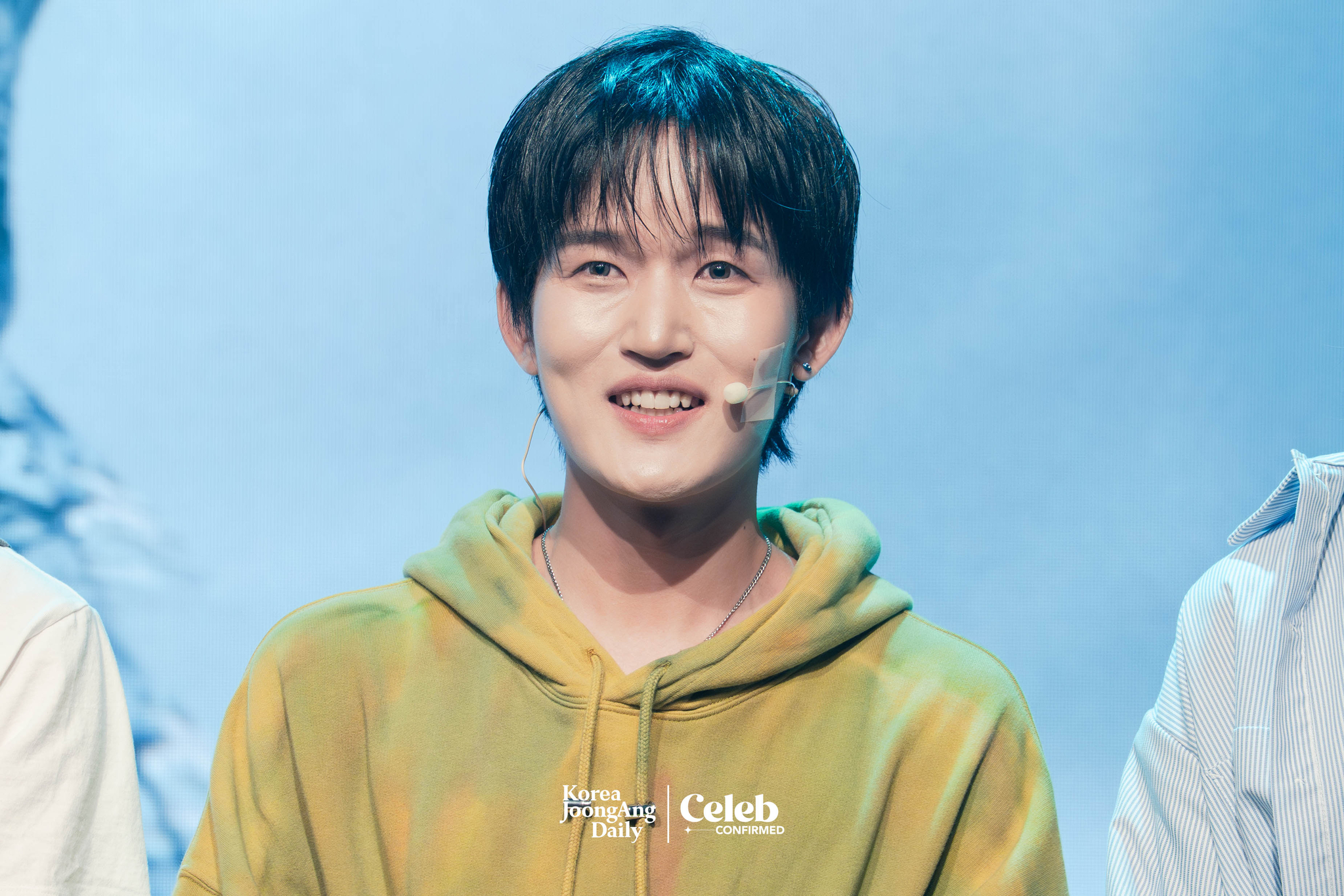  1Verse’s Seok during a showcase for the release of its debut single album, “The 1st Verse,” at Ilchi Art Hall in Gangnam District, southern Seoul, on July 18. [DANIELA GONZALEZ PEREZ]
