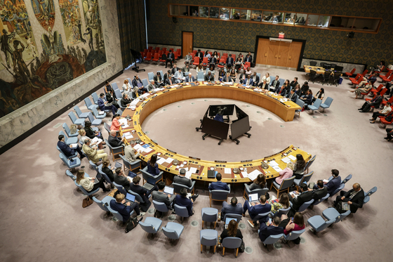 A general view shows the United Nations Security Council meeting at the United Nations headquarters in New York City on July 16. [REUTERS/YONHAP]