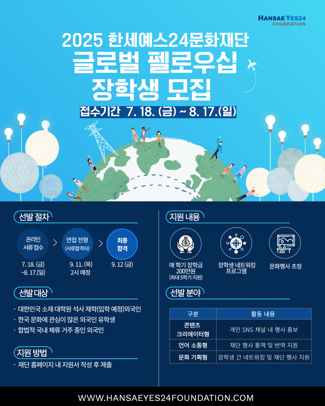 A poster for Hansae Yes24 Foundation's Global Fellowship [HANSAE YES24 FOUNDATION]