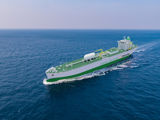 A rendering of Hanwha Ocean’s liquefied carbon dioxide (LCO2) carrier [HANWHA OCEAN]