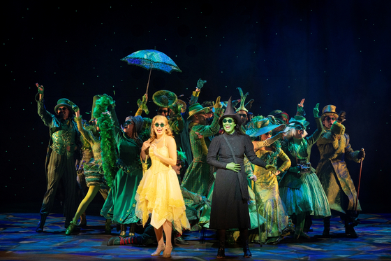Courtney Monsma as Glinda, left, and Sheridan Adams as Elphaba perform "One Short Day" in the musical "Wicked" [JEFF BUSBY/SNCO]