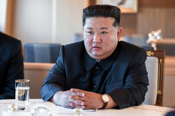 North Korean leader Kim Jong-un attends a meeting with Russia's Foreign Minister in Wonsan, Kangwon Province, on July 12. [AFP/YONHAP] 