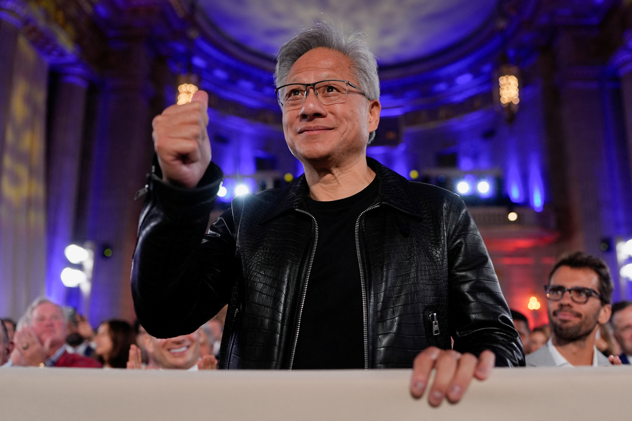 Nvidia CEO Jensen Huang attends the ″Winning the AI Race″ Summit in Washington on July 23. [REUTERS/YONHAP] 